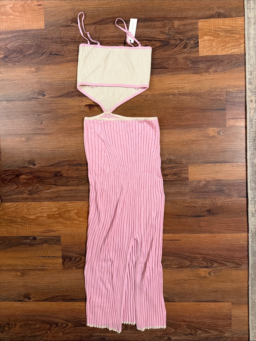 Pink & Cream Ribbed Dress - Picture 2 of 3